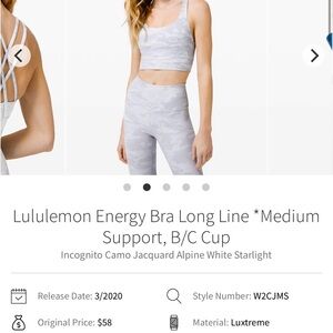 Lululemon Athletica energy bra long line